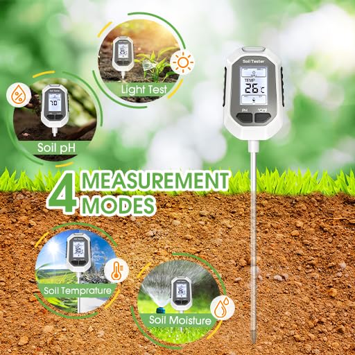 4-in-1 Digital Soil Moisture Meter – PH, Temperature, Sunlight & Moisture Tester with Backlight LCD for Gardening & Farming