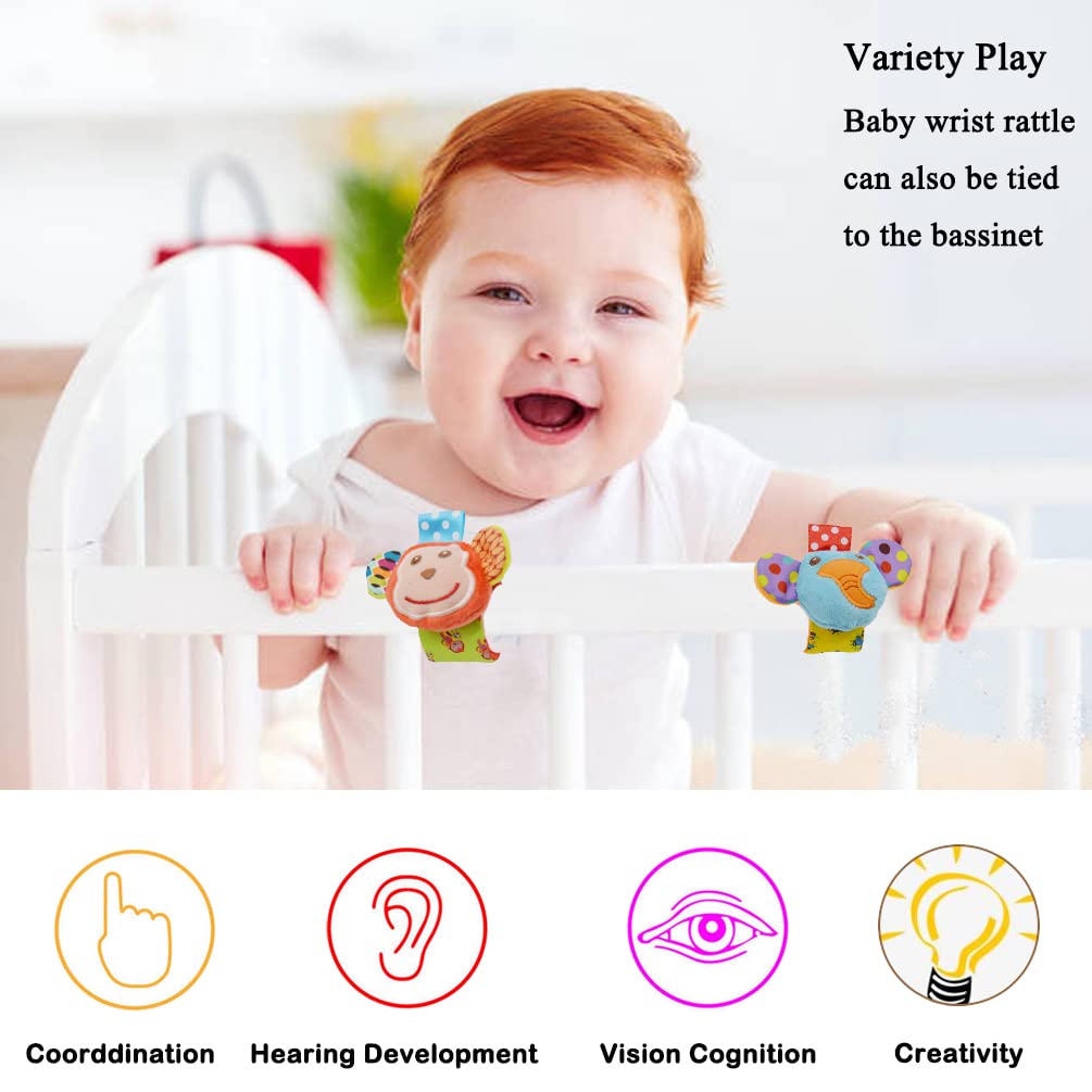 Baby Wrist & Foot Rattle Toys 4-Piece Set