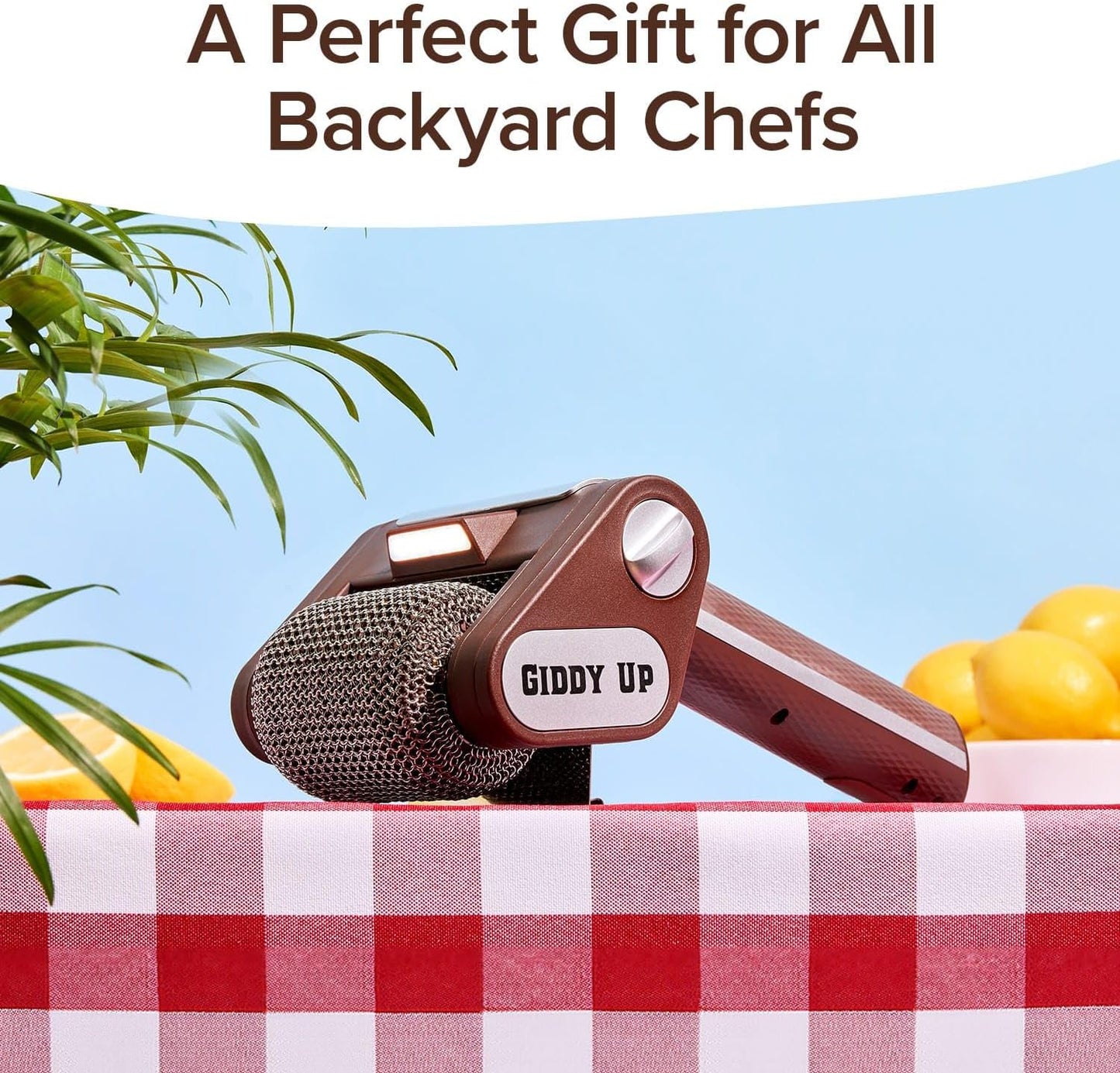 HorsePower Giddy Up Grill Cleaner – Cordless Rechargeable BBQ Tool with Stainless Roller & LED Light – AS SEEN ON TV