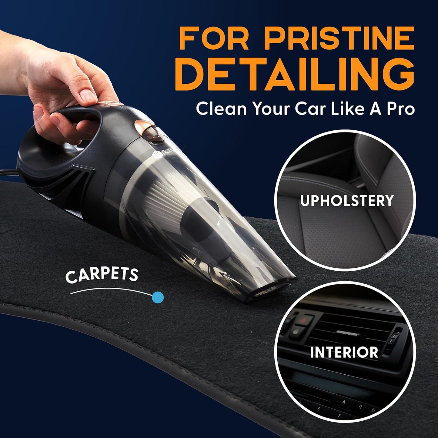 THISWORX Car Vacuum Cleaner Portable Handheld 12V with 3 Attachments