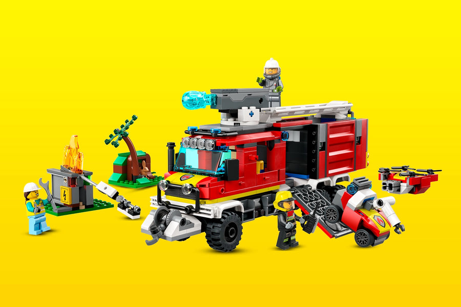 LEGO City Fire Command Truck Building Set | The fire truck toy for kids Ages 6+ has a working winch and extinguisher