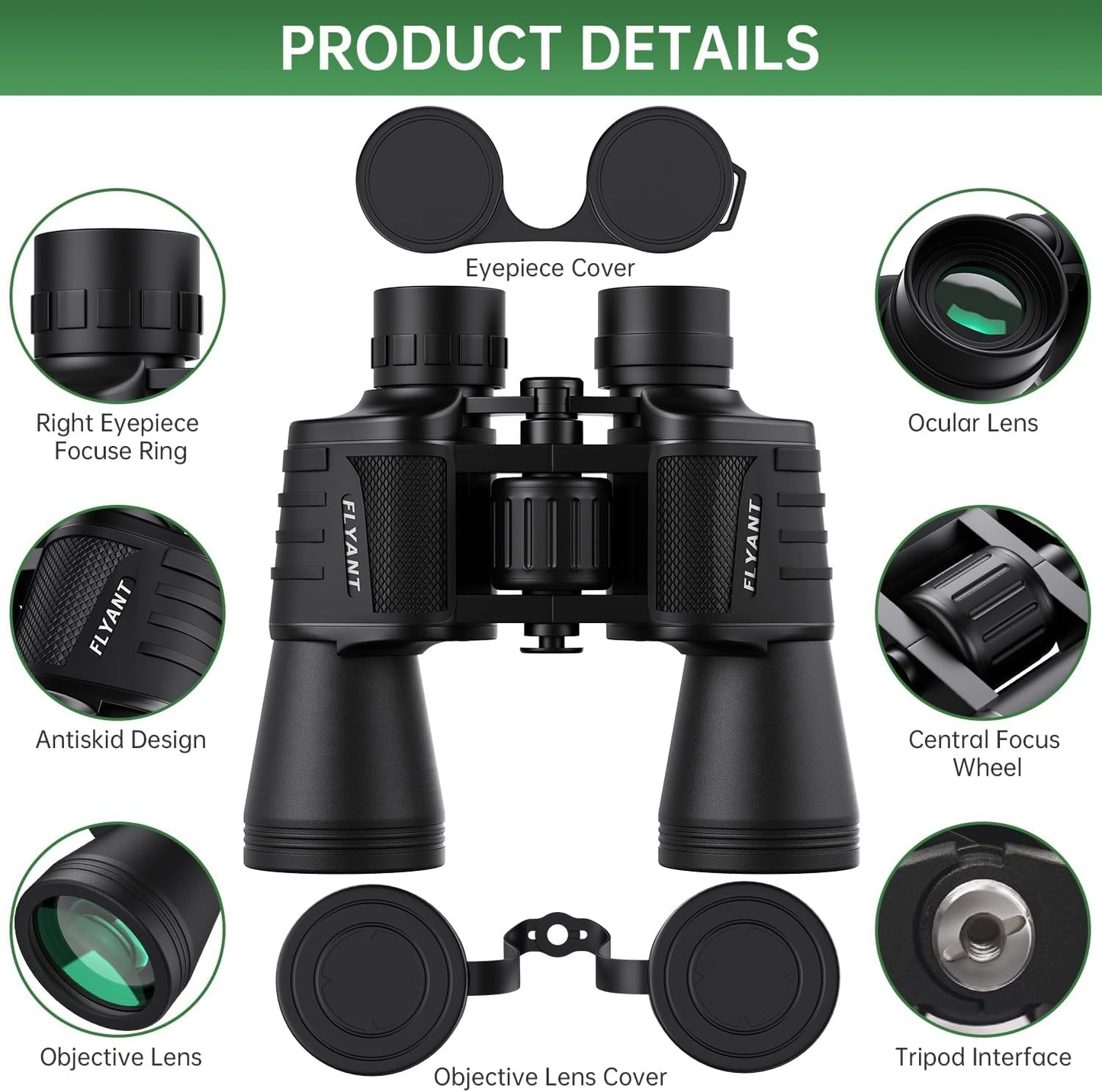 20x50 High-Powered Binoculars – Waterproof Compact Optics with Low-Light Vision for Bird Watching, Hunting & Outdoor Activities