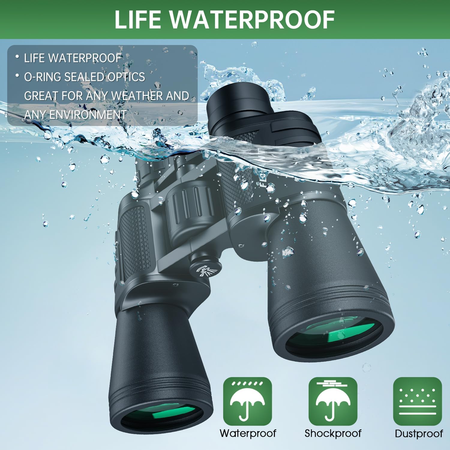 20x50 High-Powered Binoculars – Waterproof Compact Optics with Low-Light Vision for Bird Watching, Hunting & Outdoor Activities