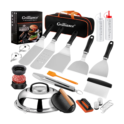 27‑Piece Griddle Accessories Kit for Blackstone – Flat Top Grill Tools with Spatulas, Basting Cover & Burger Press
