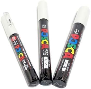Uni POSCA White Fine Paint Marker Pens – 3-Pack, Mixed Sizes