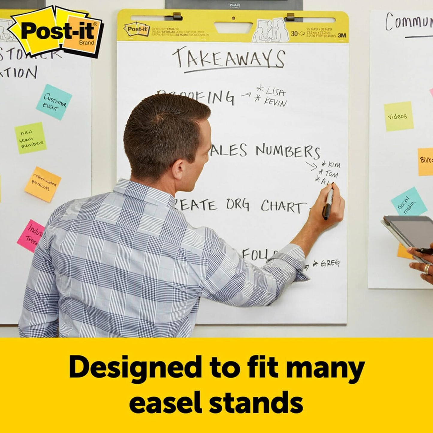 3M Post-it Easel Pad 20 x 23 in White 2-Pack 20 Sheets Each with Command Strips