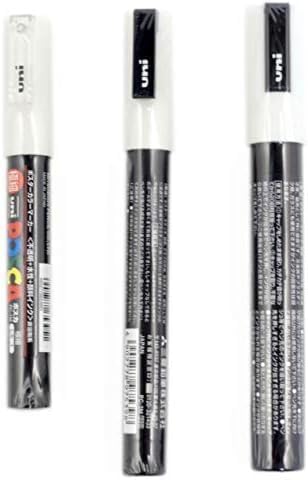 Uni POSCA White Fine Paint Marker Pens – 3-Pack, Mixed Sizes