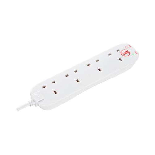Masterplug 4-Socket Extension Lead – 4m, White (SRG44N)
