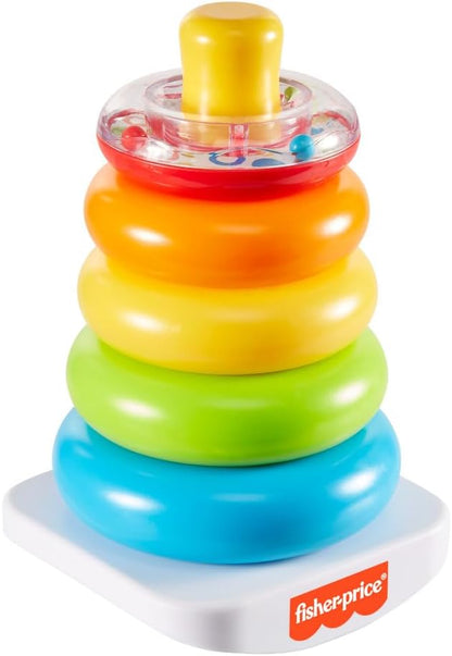 Fisher-Price Baby Stacking Toy Rock-A-Stack, Roly-Poly Base with 5 Colorful Rings for Ages 6+ Months