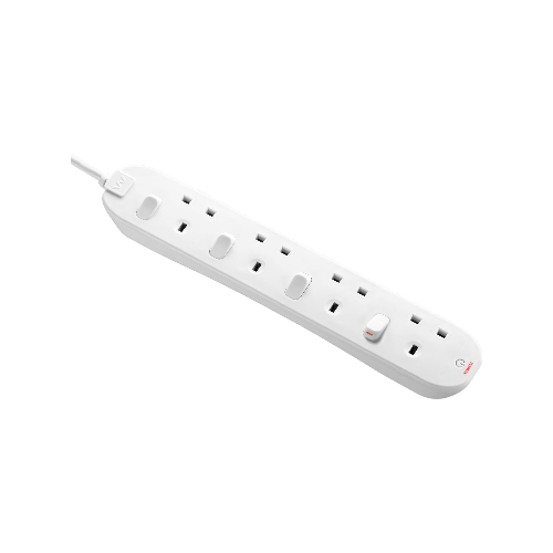 Masterplug 4-Socket Extension Lead – 2m, White (SWC4210N)