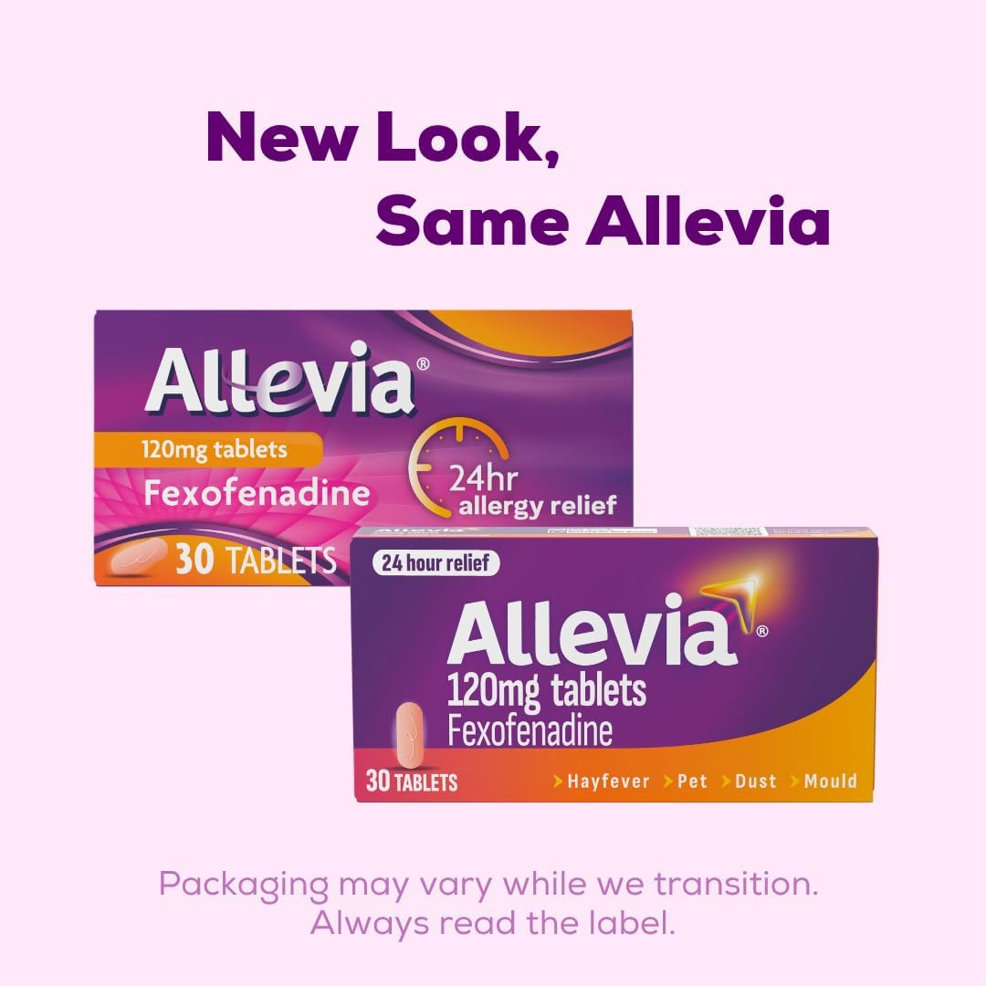 Allevia Hayfever Allergy Tablets – 120 mg Fexofenadine, 30 Tablets