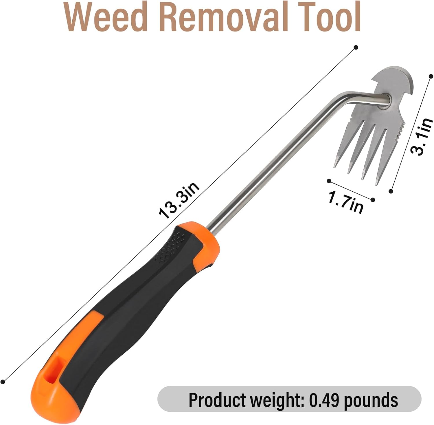Portable Garden Weed Remover Tool with Rubber Handle