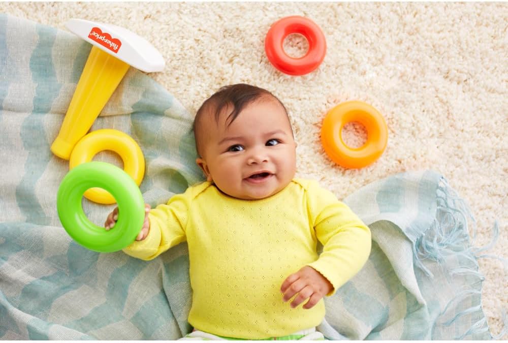 Fisher-Price Rock-A-Stack Baby Stacking Toy with 5 Rings