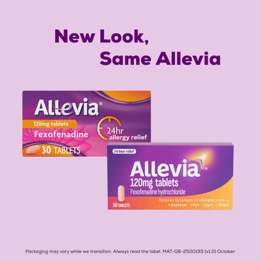 Allevia Hayfever Allergy Tablets – 120 mg Fexofenadine, 30 Tablets