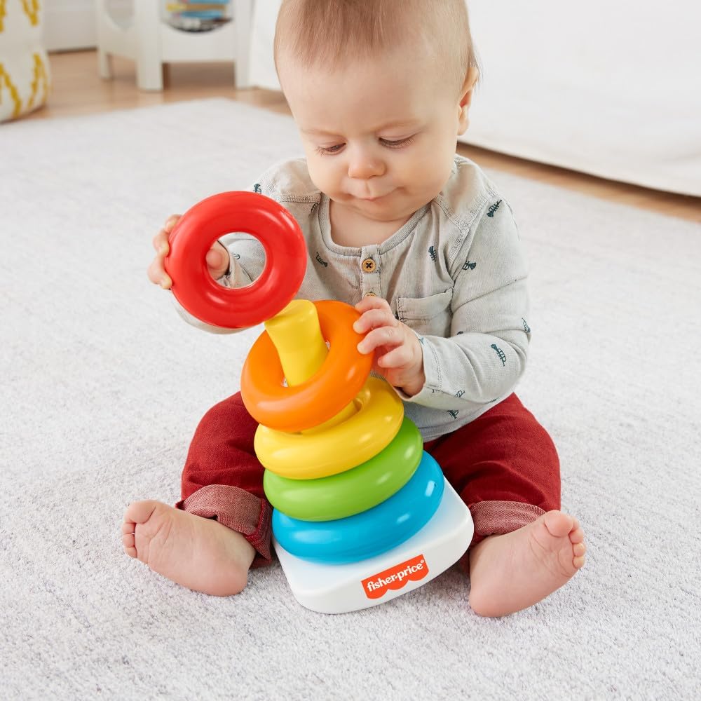 Fisher-Price Rock-A-Stack Baby Stacking Toy with 5 Rings