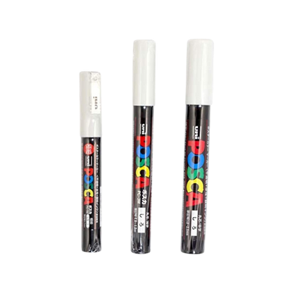 Uni POSCA White Fine Paint Marker Pens – 3-Pack, Mixed Sizes
