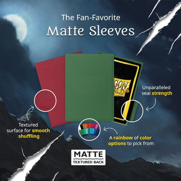Dragon Shield | Standard Size Card Matte Sleeves | 100 CT - Smooth & Tough Premium TCG Sleeves | Compatible with Pokemon, Flesh & Blood, One Piece & Magic The Gathering | Black