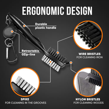 Golf Club Cleaning Brush & Groove Cleaner – Black