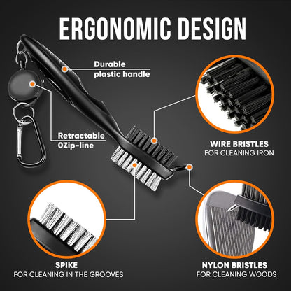 Golf Club Cleaning Brush & Groove Cleaner – Black