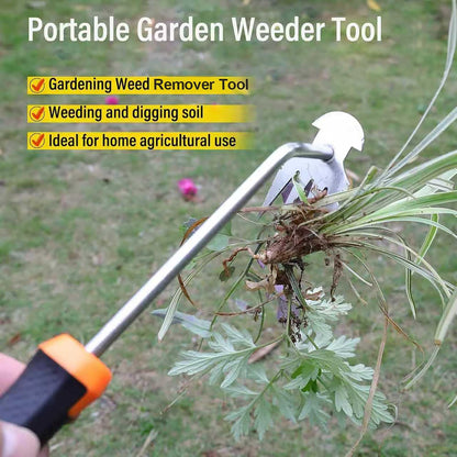 Portable Garden Weed Remover Tool with Rubber Handle