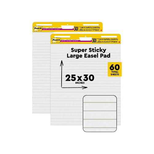 Post-it Super Sticky Easel Pad 25"x30" White Lined – 2-Pack