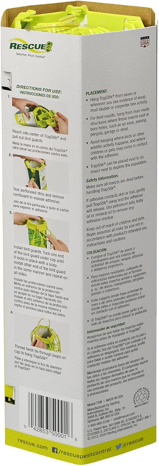 RESCUE! VisiLure TrapStik for Wasps & Bees – 2 Pack