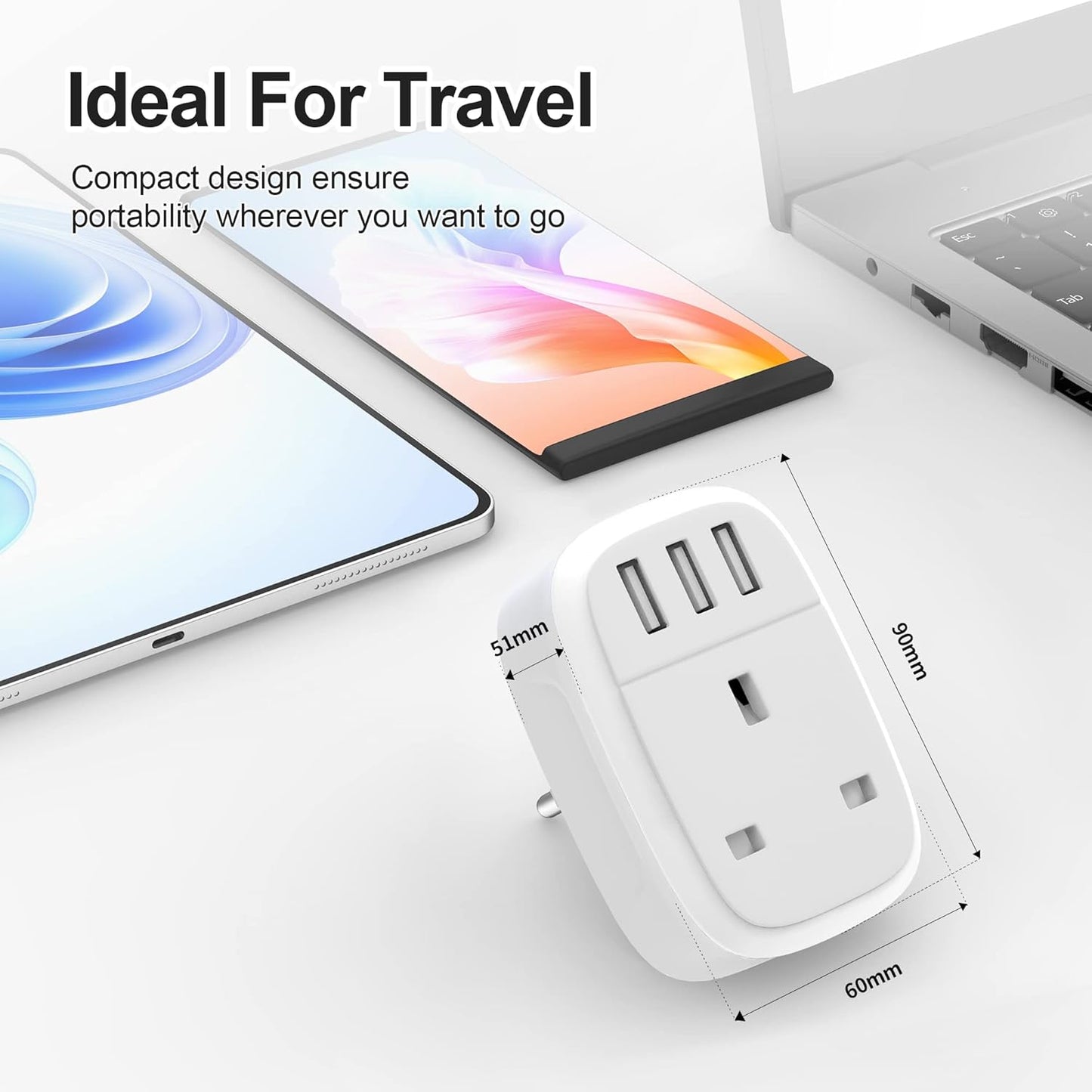 UK to European Adapter Plug 2-Pack – EU Schuko with 3 USB Ports