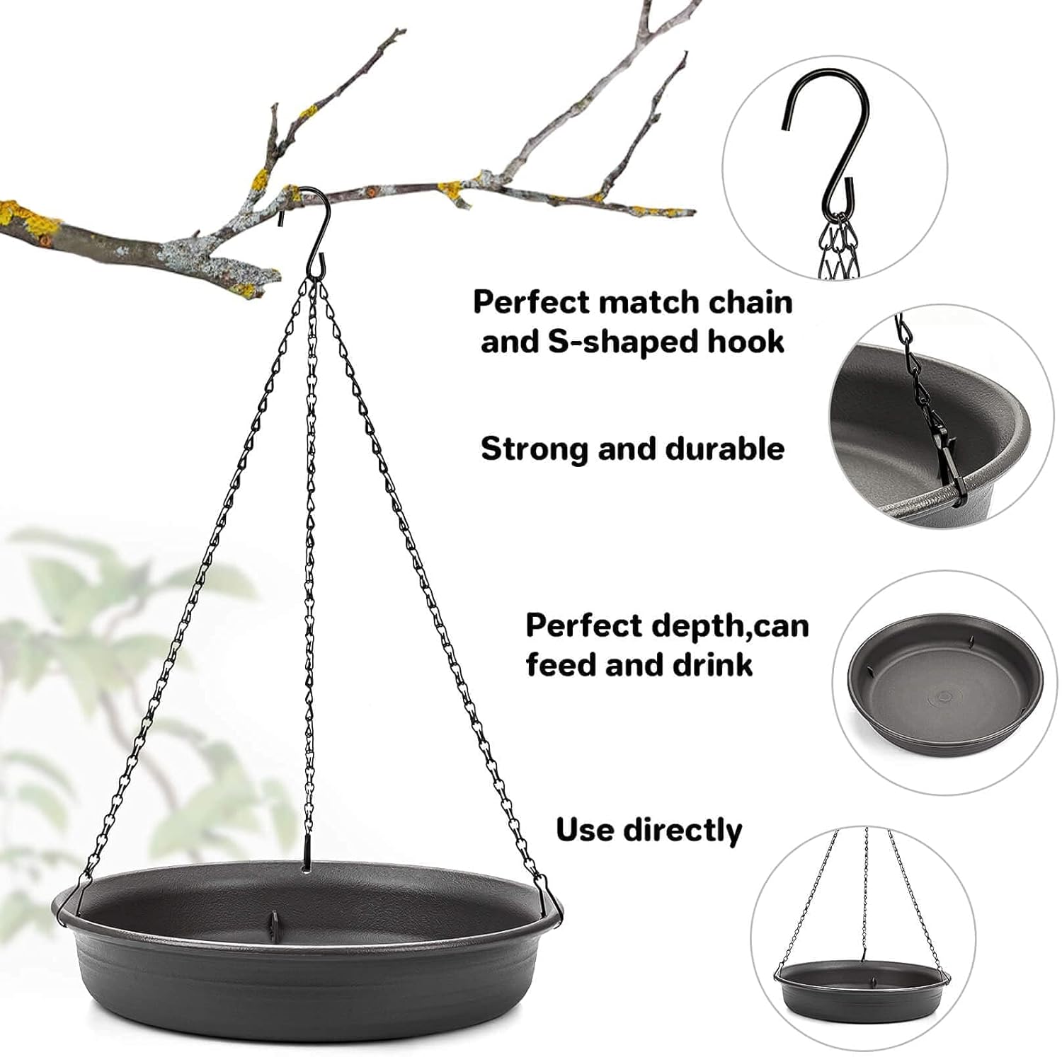 CARGEN Hanging Bird Bath & Feeder Tray for Garden
