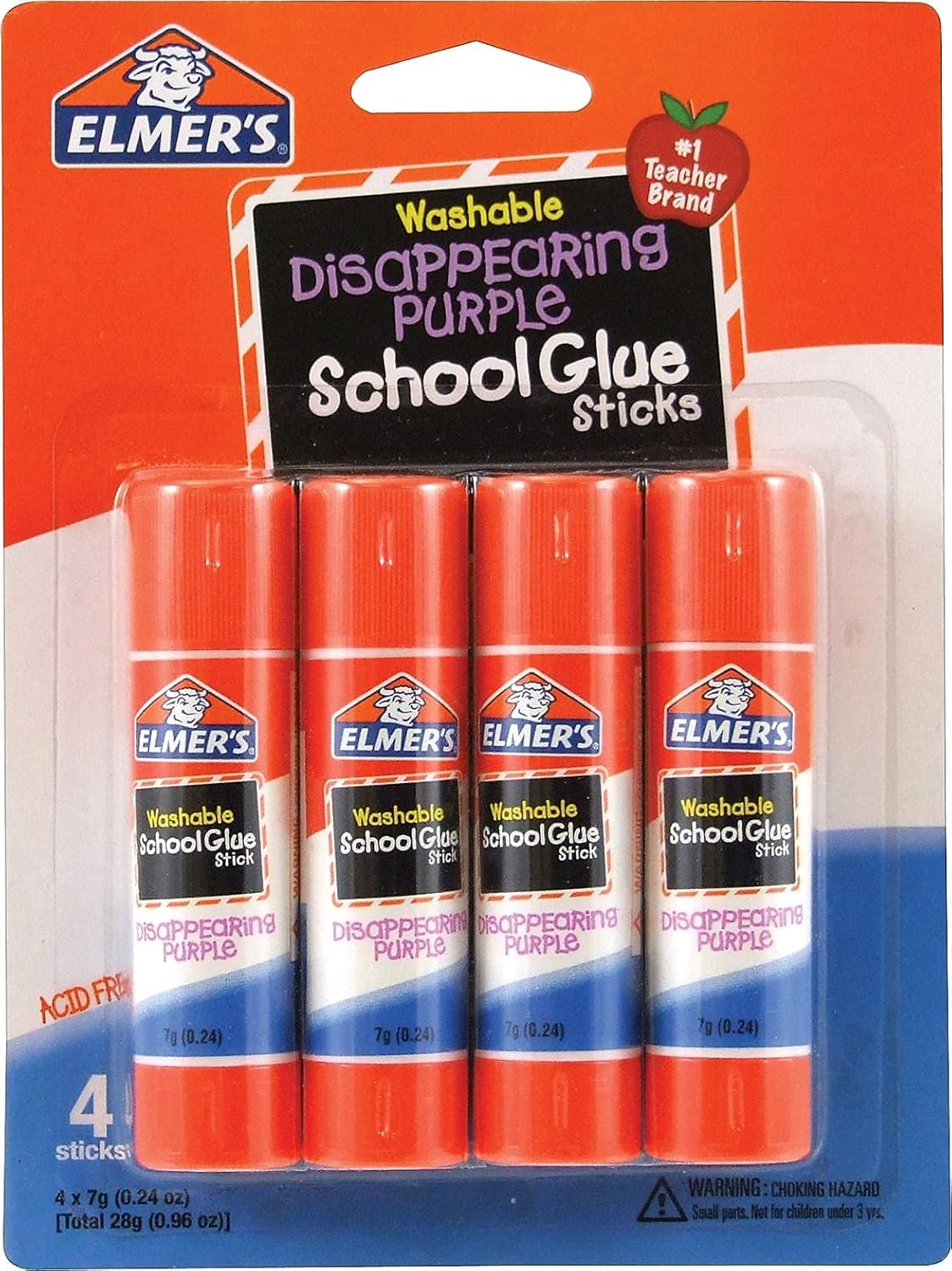 Elmer's Disappearing Purple Glue Sticks 0.24oz, 4-Pack
