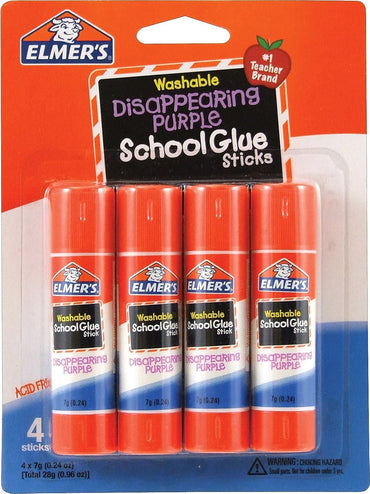 Elmer's Disappearing Purple Glue Sticks 0.24oz, 4-Pack