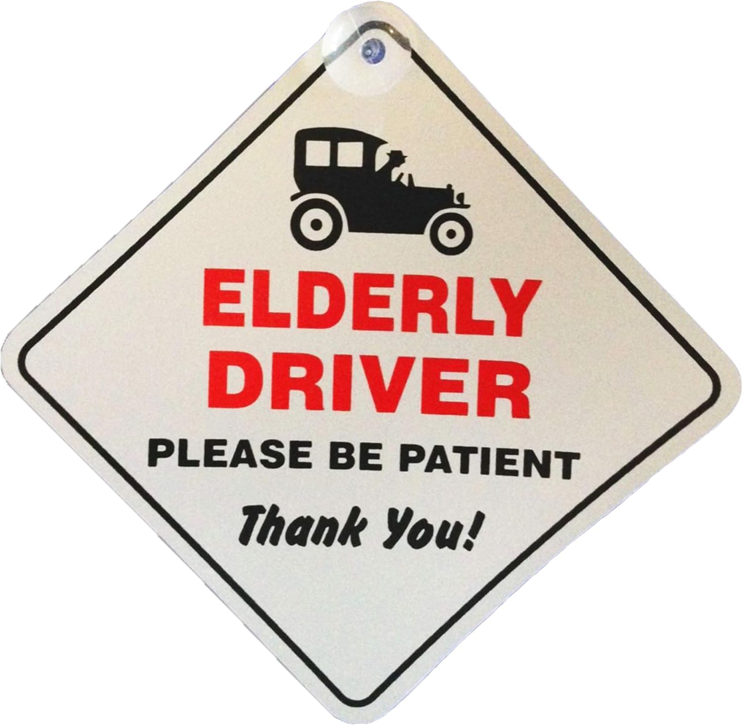 Elderly Driver Please Be Patient Window Sucker Sign – Blue