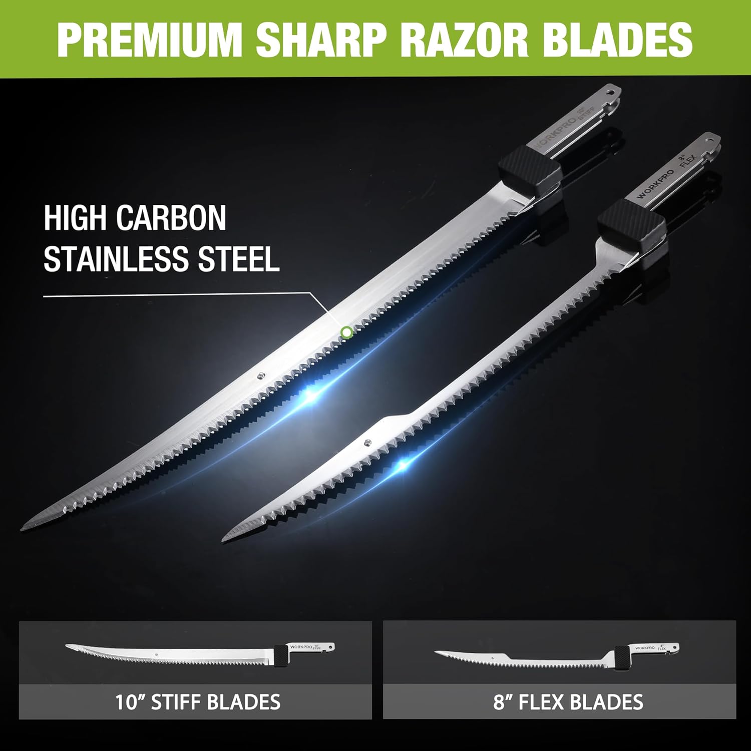 WORKPRO 12V Cordless Electric Fillet Knife with 8" & 10" Blades