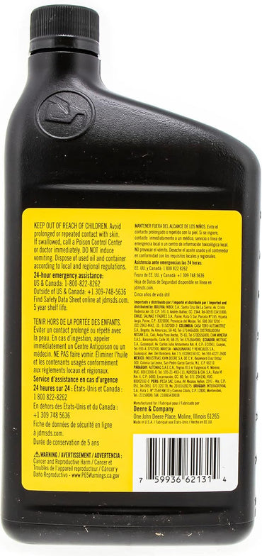 John Deere Turf-Gard SAE 10W-30 Oil TY22029 2 Quarts