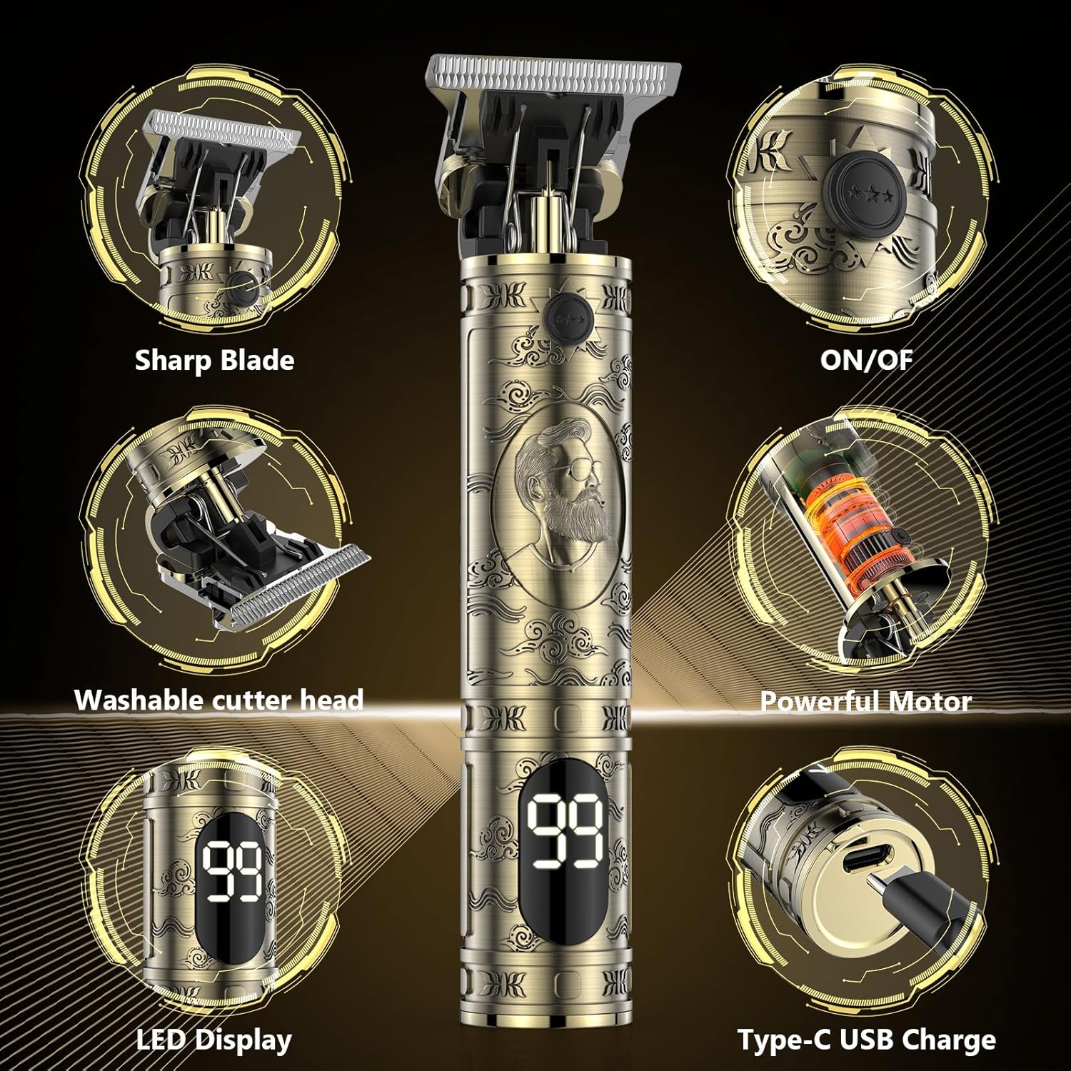 Cordless Beard Trimmer & Hair Clippers for Men – Professional Grooming Set