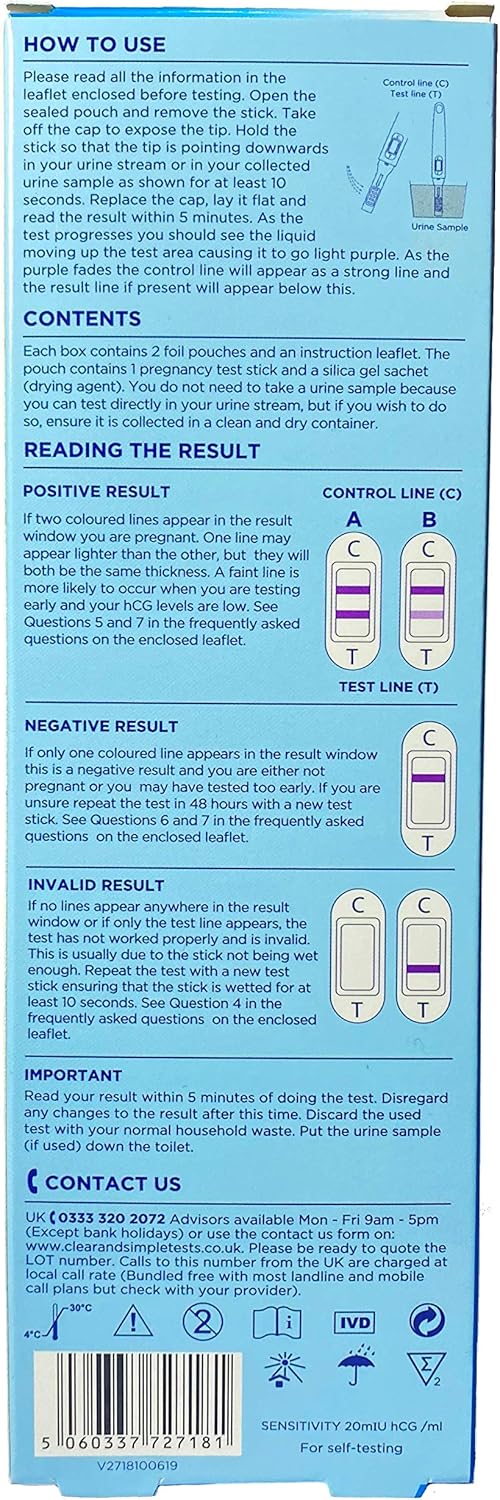 Clear and Simple Pregnancy Test Kit
