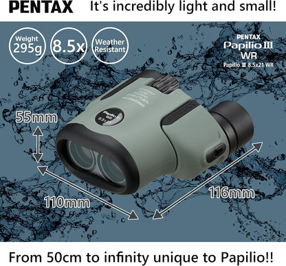 PENTAX Papilio III 8.5x21 WR Binoculars – Olive