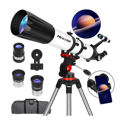 90mm High-Powered Refractor Telescope – Professional Astronomy Kit for Adults & Beginners with AZ Mount, Tripod, Phone Adapter & Carry Bag
