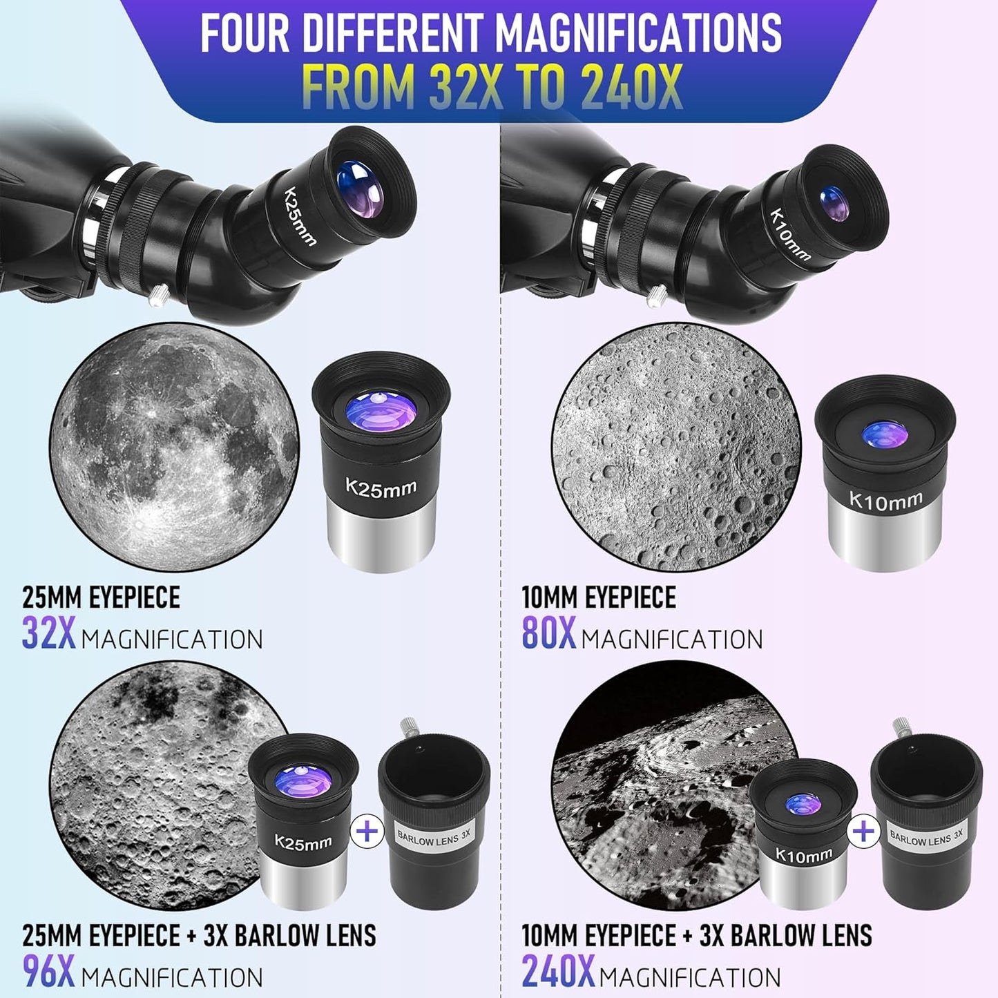 90mm High-Powered Refractor Telescope – Professional Astronomy Kit for Adults & Beginners with AZ Mount, Tripod, Phone Adapter & Carry Bag