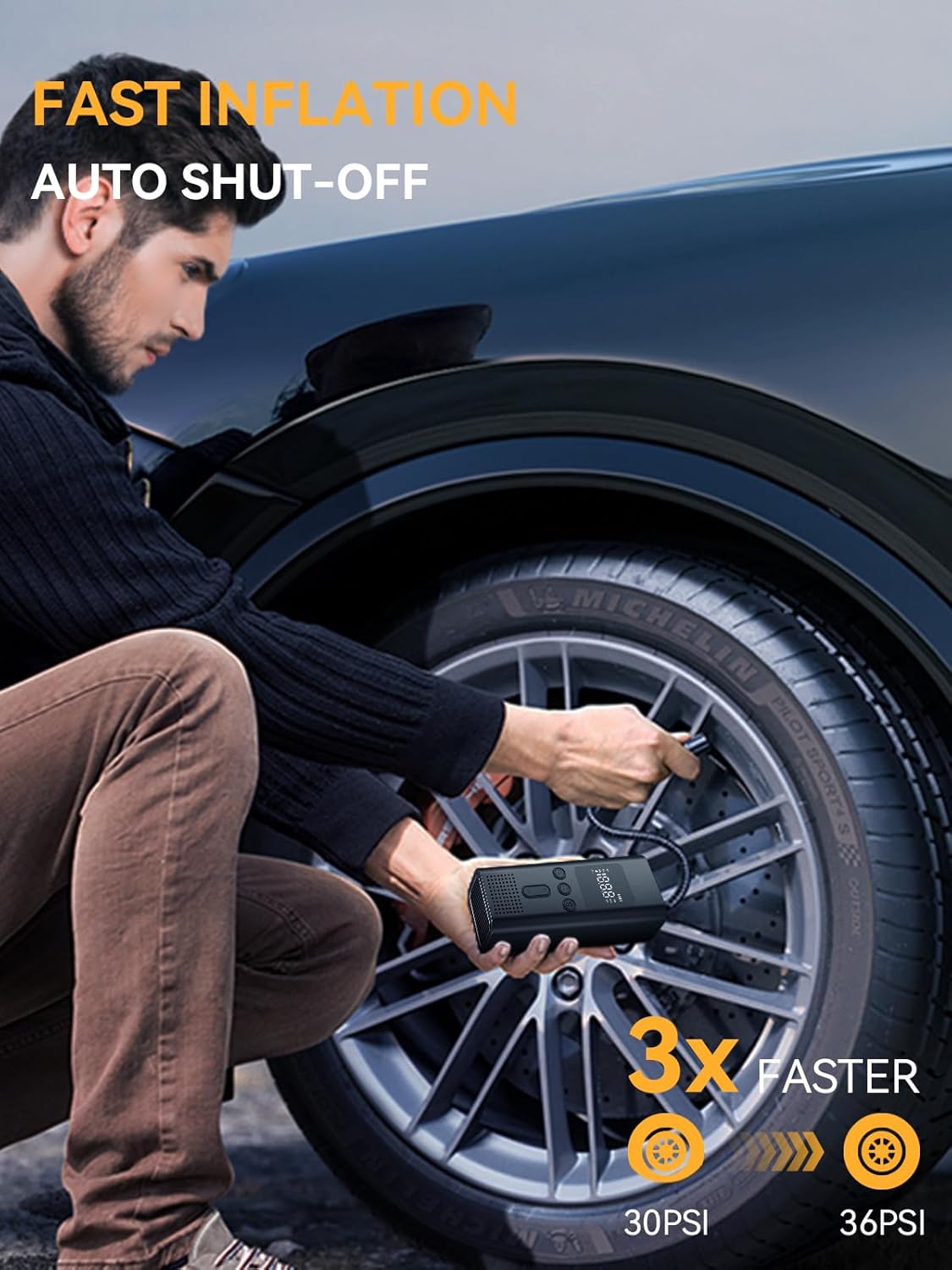 AIRSURE Portable Tire Inflator 150 PSI Cordless Air Compressor with LED