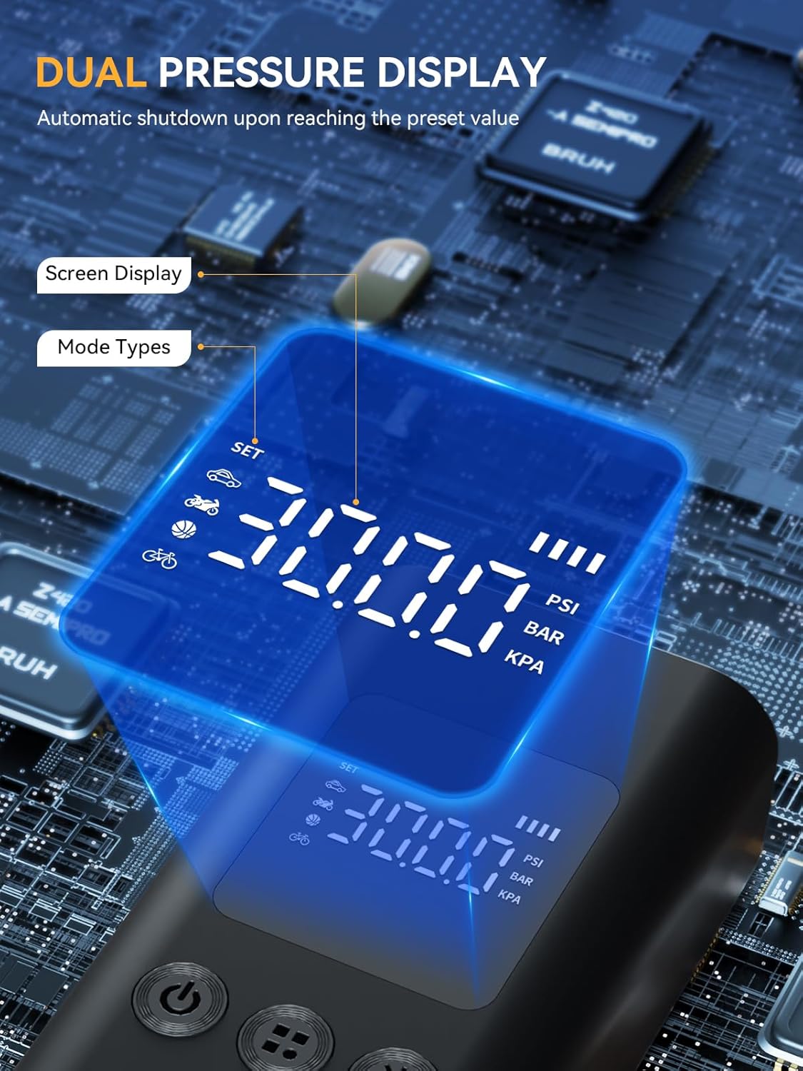 AIRSURE Portable Tire Inflator 150 PSI Cordless Air Compressor with LED