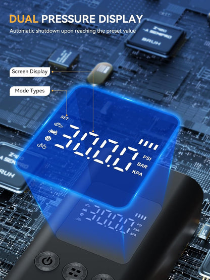 AIRSURE Portable Tire Inflator 150 PSI Cordless Air Compressor with LED