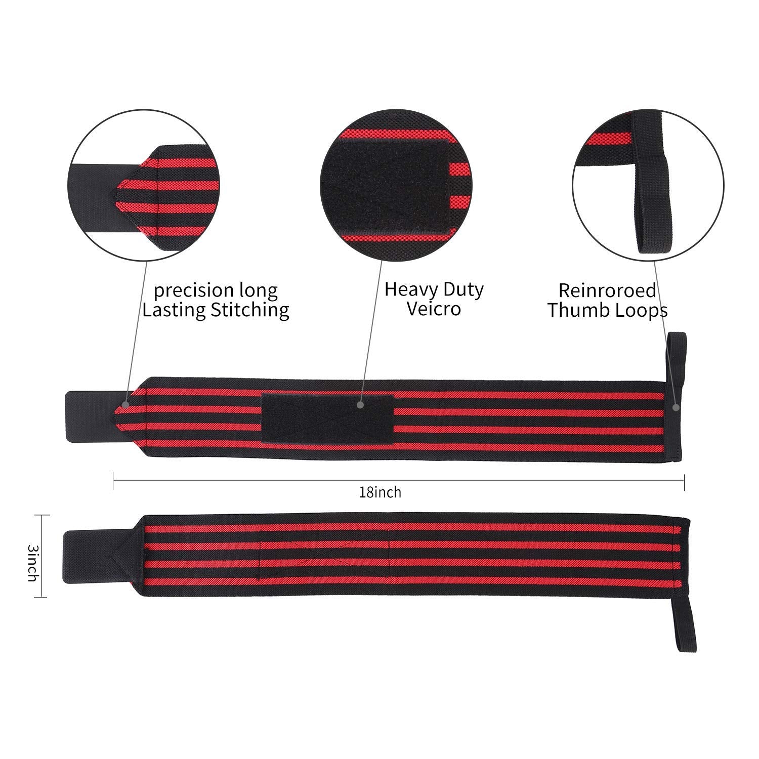 Adjustable Wrist Wraps Support Straps Pair Red