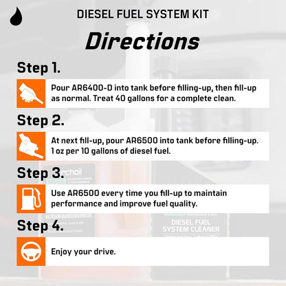 Archoil Diesel Fuel System Kit AR6500 Treatment 40 oz + AR6400-D Cleaner