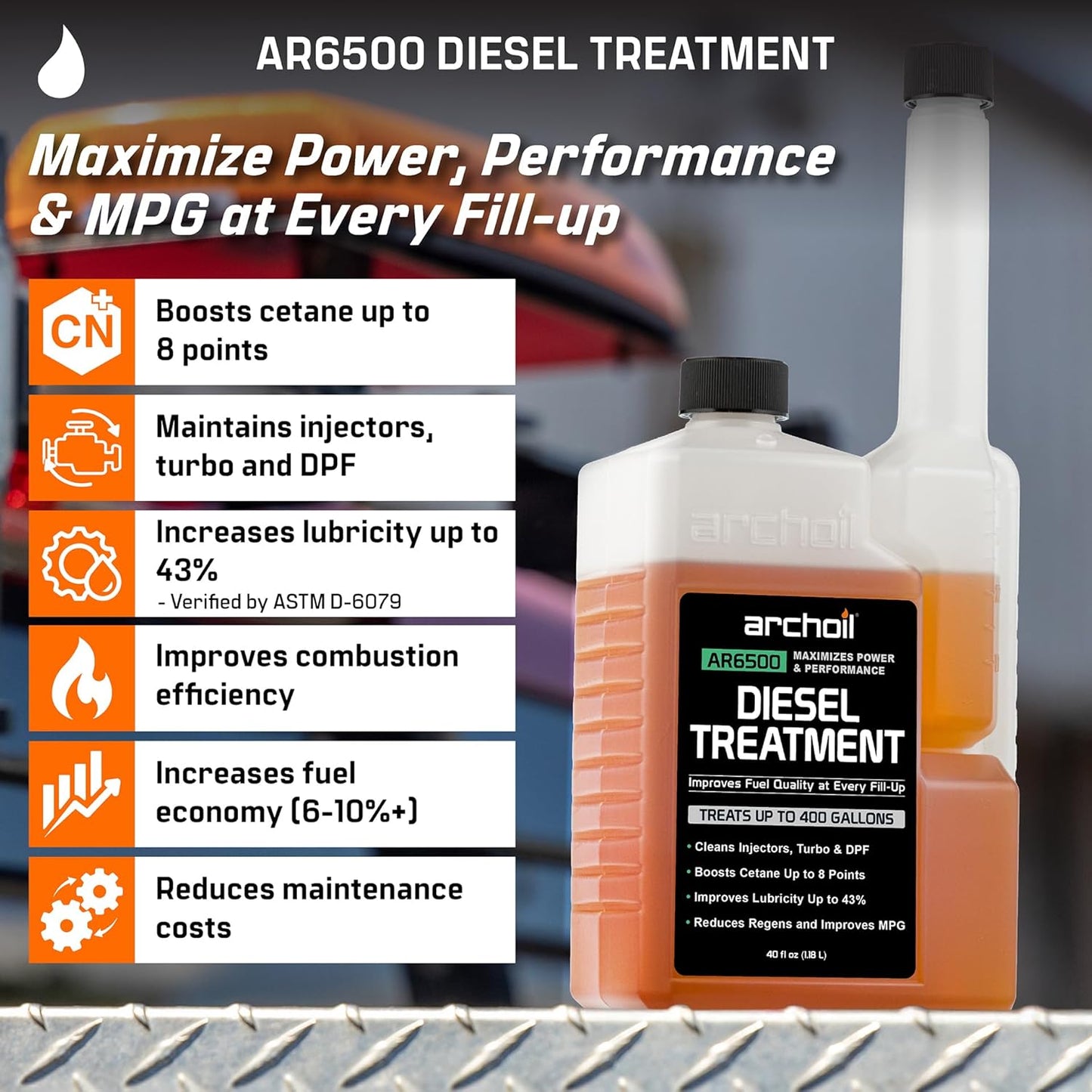 Archoil Diesel Fuel System Kit AR6500 Treatment 40 oz + AR6400-D Cleaner