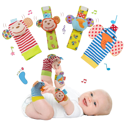 Baby Wrist & Foot Rattle Toys 4-Piece Set