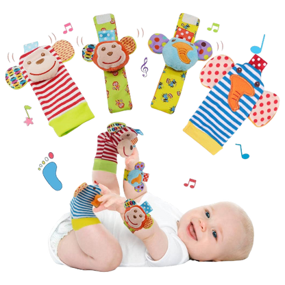 Baby Wrist & Foot Rattle Toys 4-Piece Set