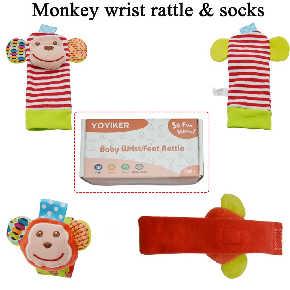 Baby Wrist & Foot Rattle Toys 4-Piece Set