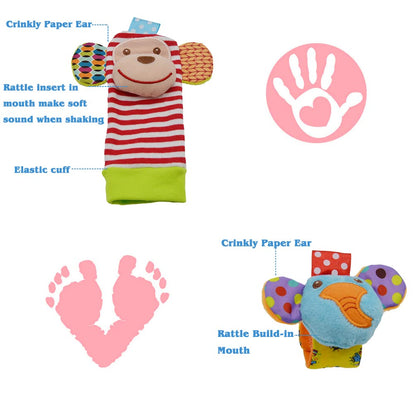Baby Wrist & Foot Rattle Toys 4-Piece Set