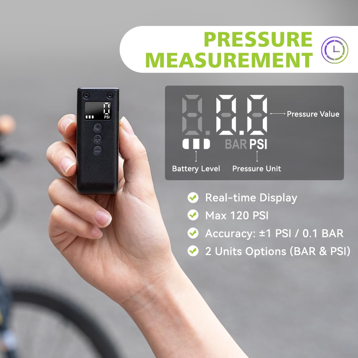 CYCPLUS Mini Electric Bike Pump 120 PSI AS2PRO