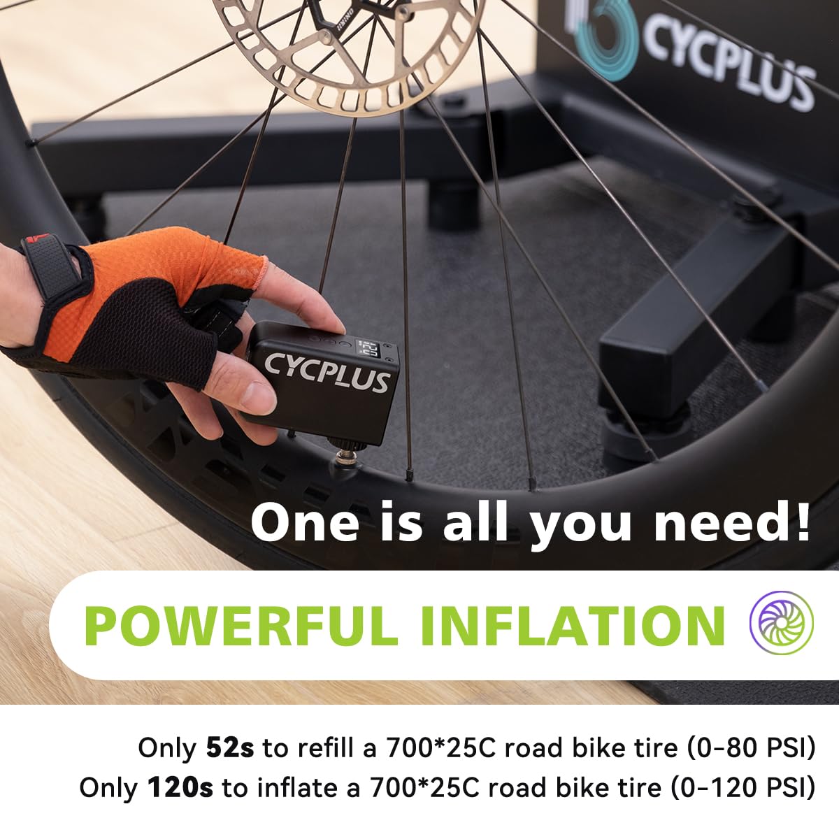 CYCPLUS Mini Electric Bike Pump 120 PSI AS2PRO